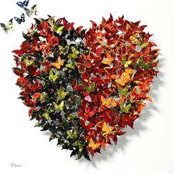 Patricia Govezensky- Original 3D Metal Art on Wood "Heart"