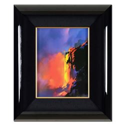 Thomas Leung, "Fire Cliff" Framed Hand Embellished Limited Edition on Canvas, Numbered 13/300 and Ha