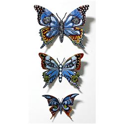 Patricia Govezensky- Original Painting on Cutout Steel (Set of 3) "Set of 3 Butterflies"