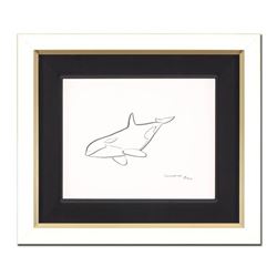 Wyland, "Orca" Framed Original Sketch, Hand Signed with Certificate of Authenticity.