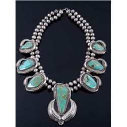 Navajo Royston Turquoise Squash Blossom 1900-1930s
