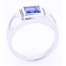 LARGE 3.00 ct. Blue Sapphire & Diamond 10K Ring
