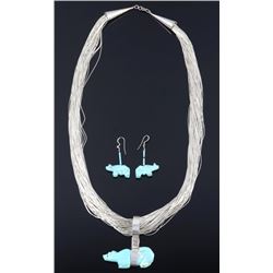 Navajo Liquid Silver & Cripple Creek Turquoise Set