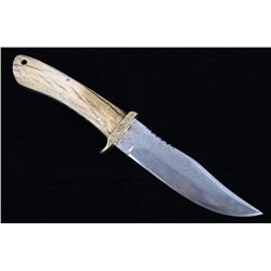 Wayne Skaggs Custom Antler Handle Knife W/ Sheath