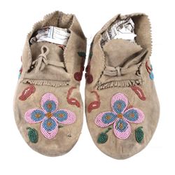 Crow Apsaalooke Whimsical Beaded Moccasins c. 1890