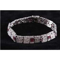 Art Deco Ruby & VS2 Diamond Platinum Bracelet