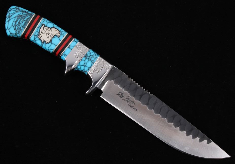 Navajo D. Yellowhorse Turquoise Eagle Heart Knife