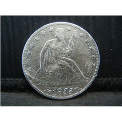 1855 O Seated Half Dolalr Full Liberty Slightly Damaged