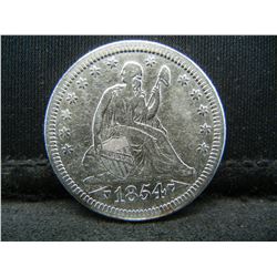 1854 Arrows Seated Quarter Full Liberty Better Date