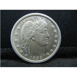1898 S Barber Quarter AU+
