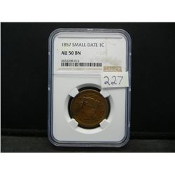 1857 Large Cent Small Date NGC AU50
