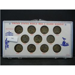Complete Set Silver War  Nickels in Plastic Holder