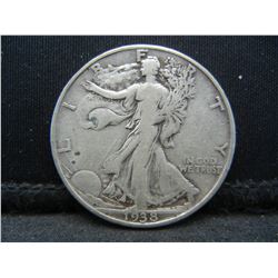 1938 D Walking Liberty Half Dollar VF Key Date