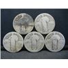 Image 1 : (5) Hard to Read Date Standing Liberty Quarters