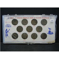 US WWII Silver Nickel Set, (11) Coins