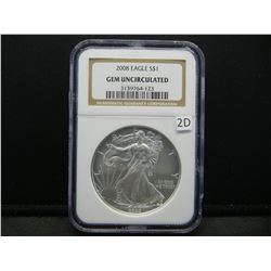 2008 American Silver Eagle NGC Gem UNC