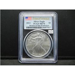2011 S American Silver Eagle PCGS First Strike MS70