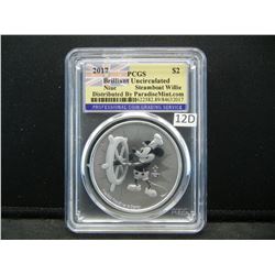 2017 Steamboat Willy Niue Dollar PCGS Brilliant UNC