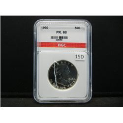 1960 Franklin Half Dollar BGC PR68, Case Is Cracked