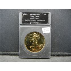 1943 Gold Plated Walking Liberty Half Dollar
