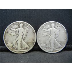 (2) 1936  LIBERTY WALKER HALVES