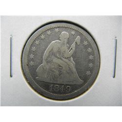 1849 Liberty Seated Quarter.