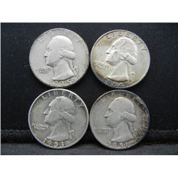 1945, 51, 53, 64 Washington Quarters