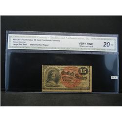 1863 Lg Red Seal 15 cent note.