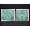 Image 1 : Two 1944 French 2 Francs Military Currency.