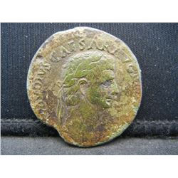 Claudius Ancient Roman Coin, 41-54 A.D.  Half Dollar Sized Coin.