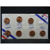 Image 1 : (7) Variety 1982 Lincoln Memorial Set (Copper and Zinc) GEM Red BU in nice display.