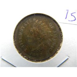 1867 Indian Head Cent.  Extremely Fine.  Strong Liberty.