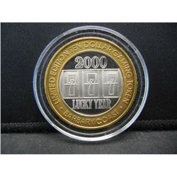 Barbary Coast Las Vegas $10 (.999) silver gambling token-Year 2000.   In capsule.