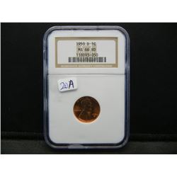 1950-D Lincoln Wheat Cent.  Slabbed by NGC  as MS 66 Red