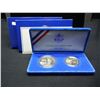 Image 1 : 1986-S Statue of Liberty (2) Coin Set--silver dollar and ½.  GEM Proof in original box.