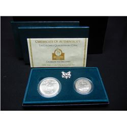1992-D Columbus Quincentenaries' (2) Coin Commemorative Set--silver dollar and ½.  GEM Uncirculated 