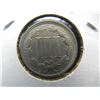 Image 2 : 1866 Three Cent Nickel.  VF/EF.