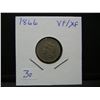 Image 3 : 1866 Three Cent Nickel.  VF/EF.
