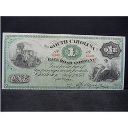 1873 South Carolina One Dollar Fare Ticket