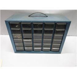 207 - Small Tin Box With Plastic Drawers