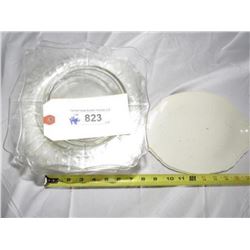 823 - 12 Glass Plates  2 Porcelain Plates