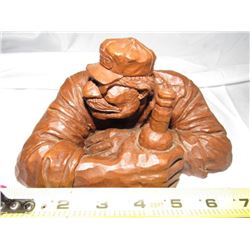 827 - Hand Carved Wooden Man  Clock