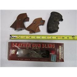 283 - 3 Pistol Grips  Leather Gun Sling