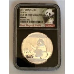 China Panda 1 Ounce Silver Bullion Round Graded