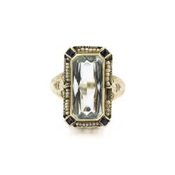 Art Deco Aquamarine/Gold Filigree Ring