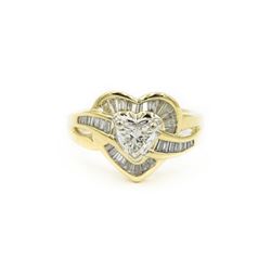 Gold/Diamond Heart Ring (Size 4 3/4)