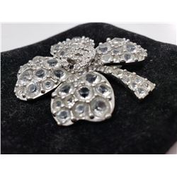 Chanel Rhinestone Clover Pin