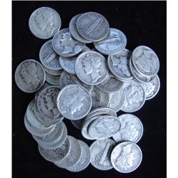 (50) Mercury Dimes - 90% Silver - Random Dates