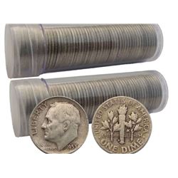 (2) Rolls $10 Face Value Roosevelt Dimes 90%