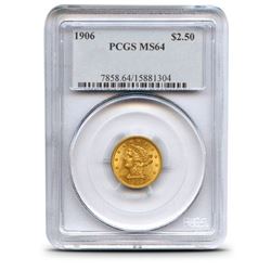 1906 $ 2.5 Gold Liberty MS 64 PCGS